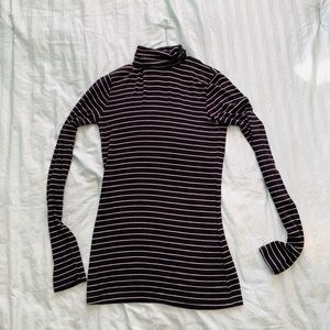 Long black and white striped turtleneck